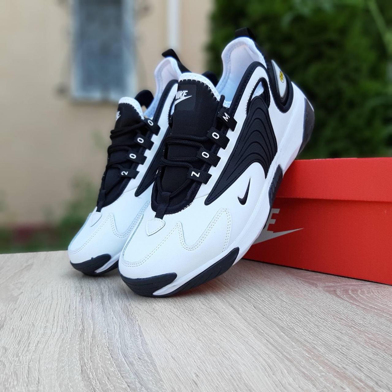 

Мужские кроссовки в стиле Nike Zoom 2K, кожа, белые с черным 45 (29 см), размеры:45,46