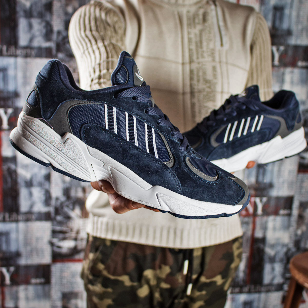

Мужские кроссовки в стиле Adidas Yung 1, текстиль, замша, синие 46(30 см), размеры:45,46