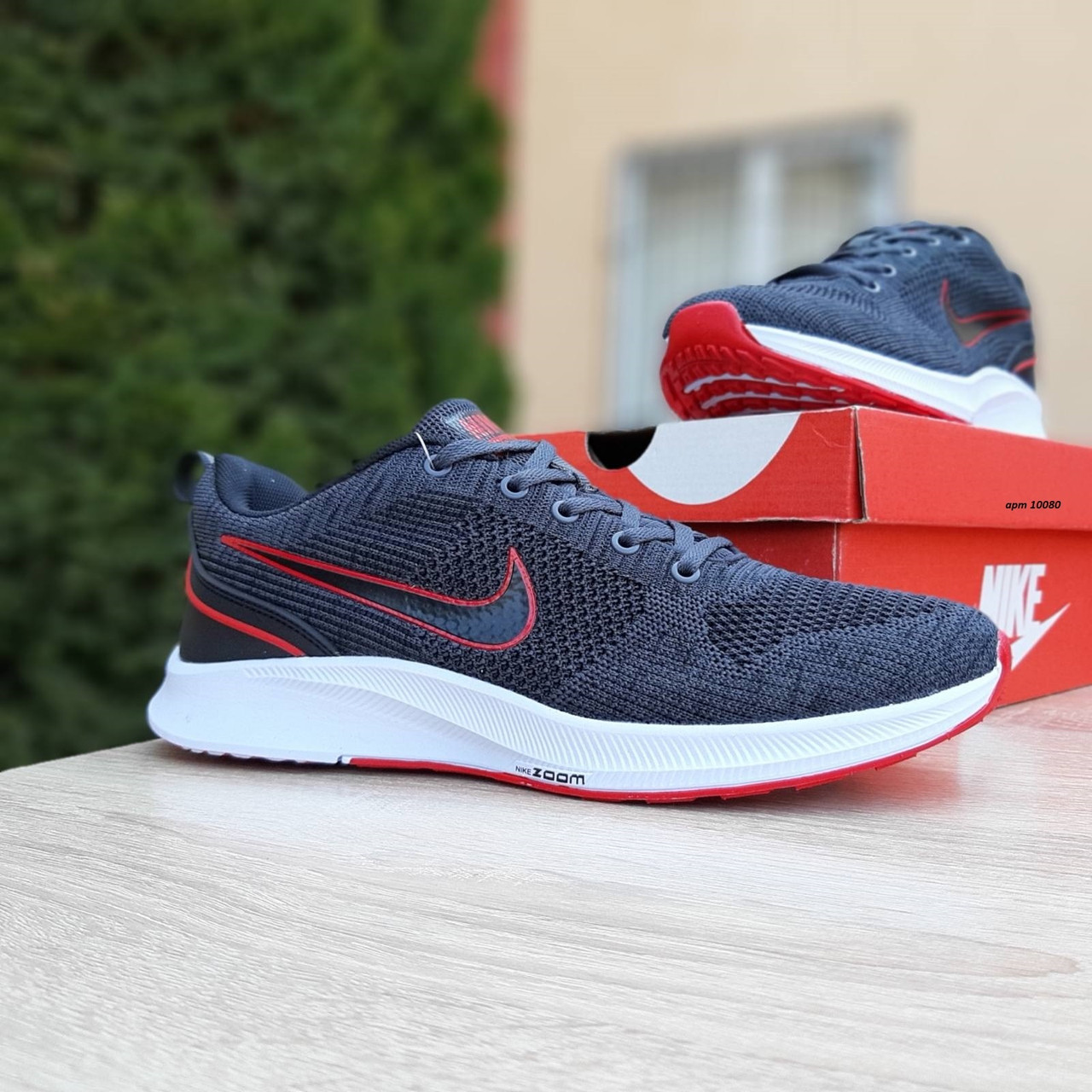 

Мужские кроссовки Nike Zoom Air, текстиль, серые с красным 45(29 см), размеры:43,44,45