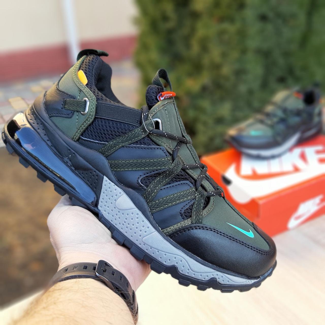 Мужские кроссовки в стиле Nike Air Max 270 Bowfin, ткань, кожа, черные с зеленым 44(28 см)