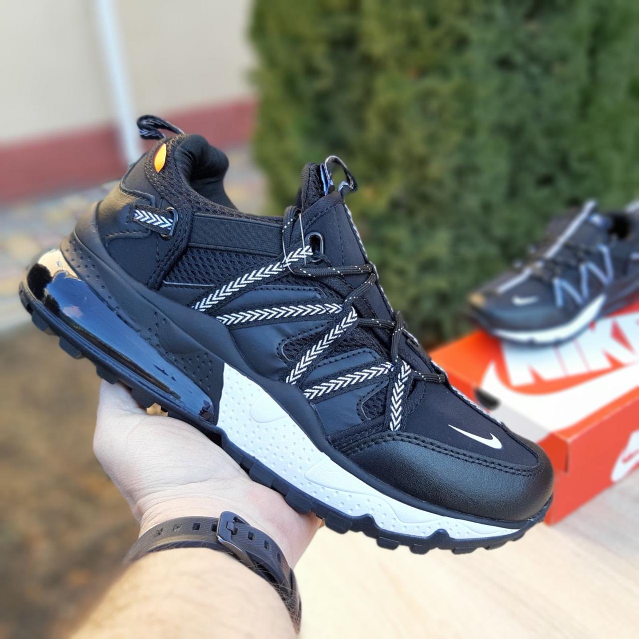 

Мужские кроссовки в стиле Nike Air Max 270 Bowfin, ткань, кожа, черные с белым 41(26 см)