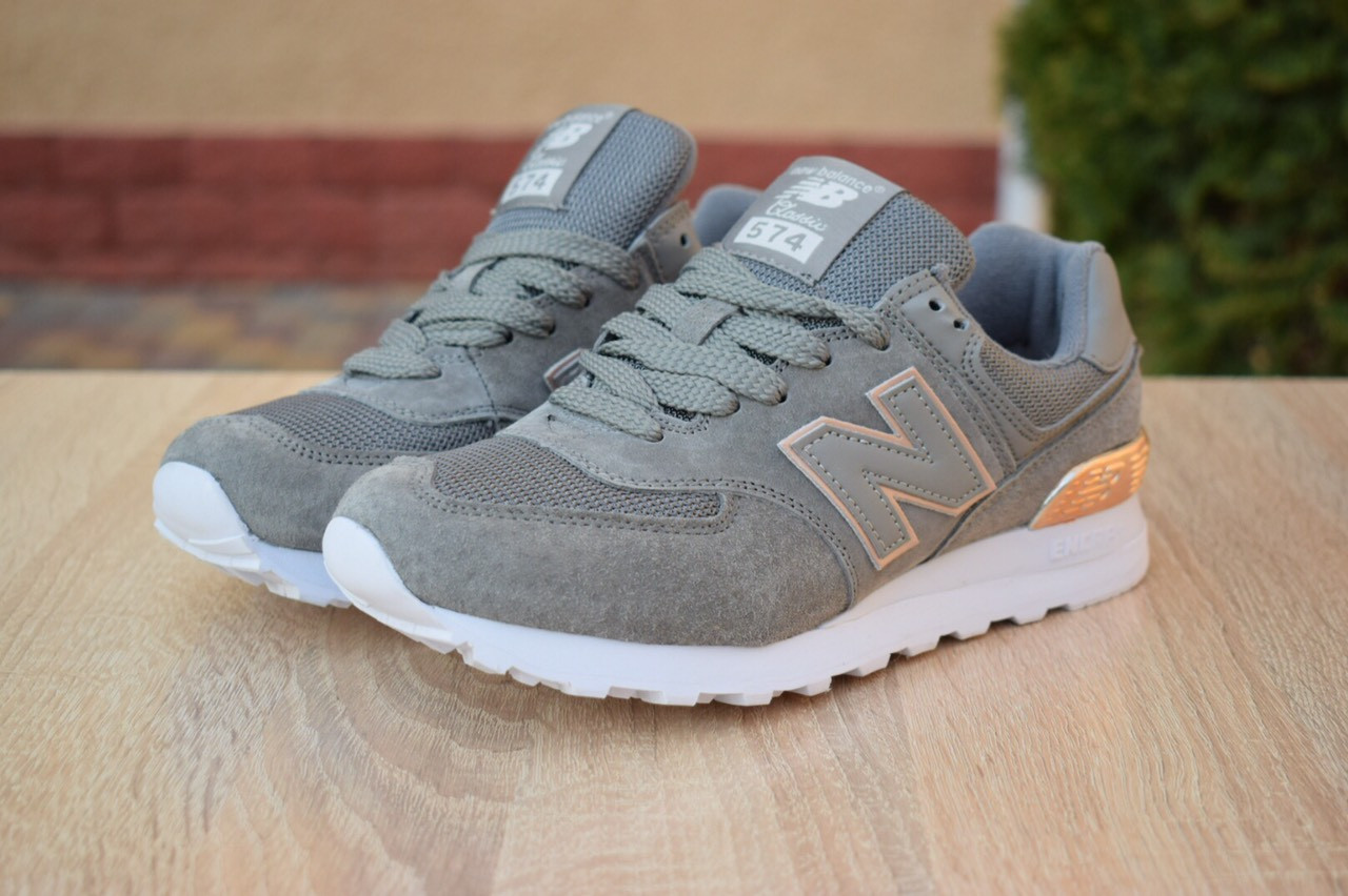 

Женские кроссовки в стиле New balance 574, замша, сетка, серые с золотом 41(26 см), последний размер