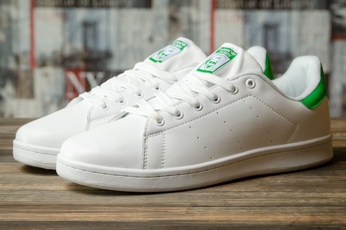 

Мужские кроссовки в стиле Adidas Stan Smith, кожа, белые с зеленым 46(29,5 см), последний размер