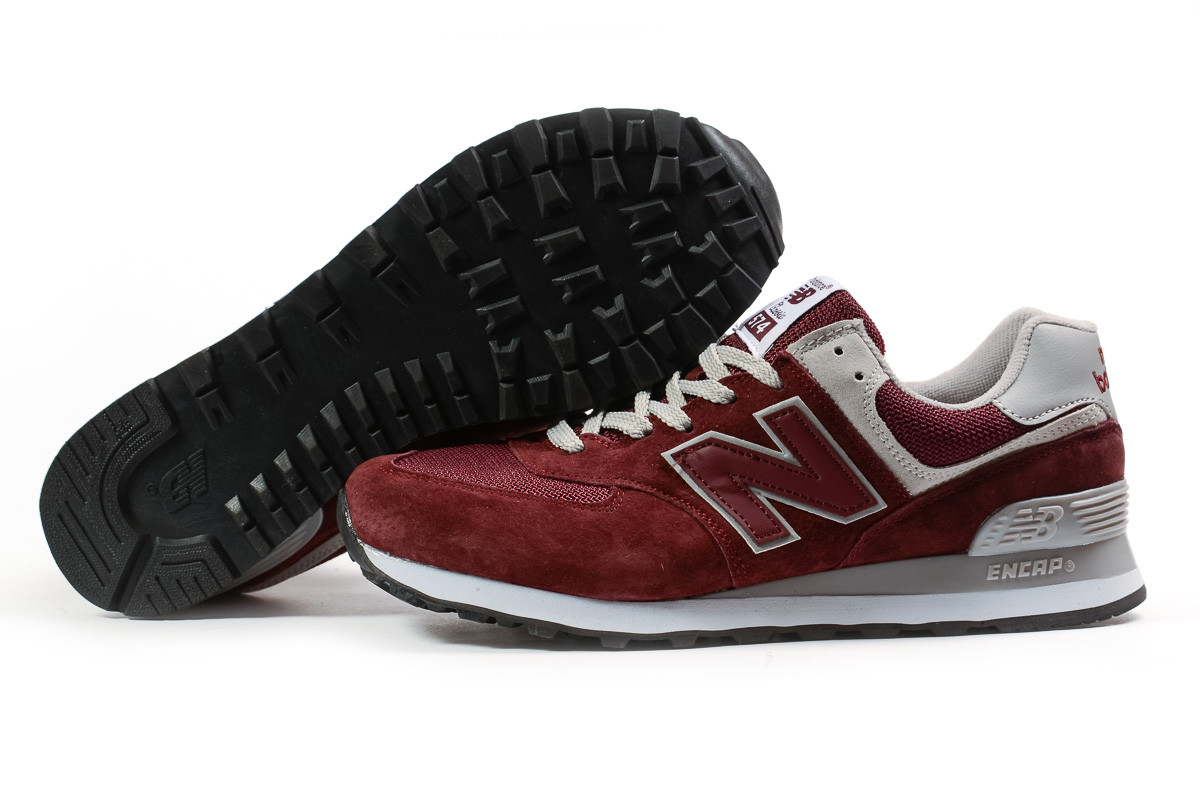 

Мужские кроссовки в стиле New Balance 574, замша, текстиль, бордовые, 44(28 см), последний размер