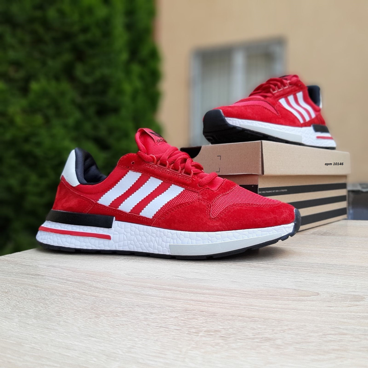 

Мужские кроссовки в стиле Adidas ZX 500, сетка, замша, красные с белым 44(28 см), размеры:41,42,44,45,46