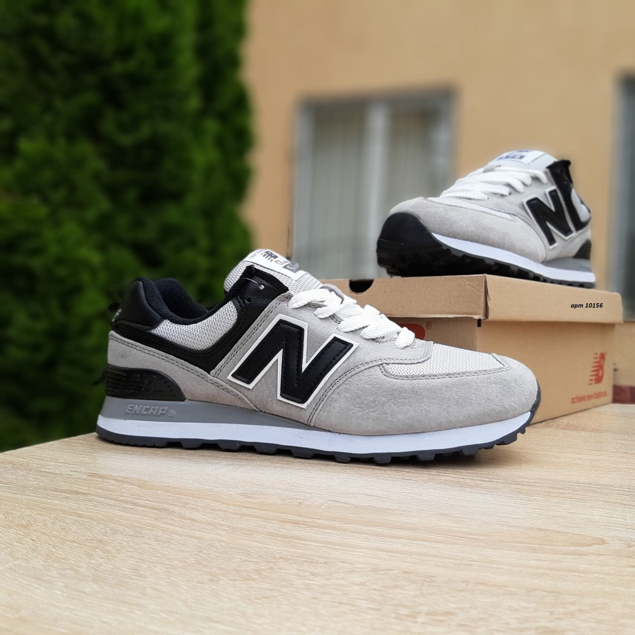 

Мужские кроссовки в стиле New Balance 574, замша, сетка, серые с черным 46(29 см), размеры:45,46