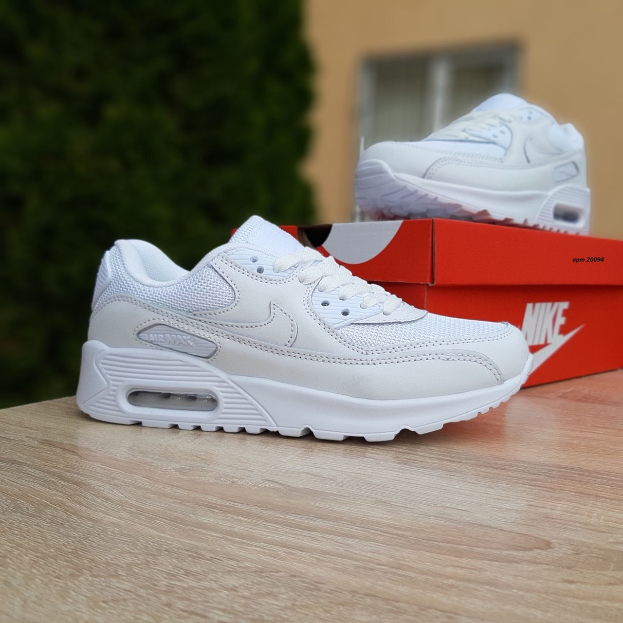 

Женские кроссовки в стиле Nike Air Max 90, сетка, кожа, белые, 36р(23 см), размеры:36,37,38,39,40,41