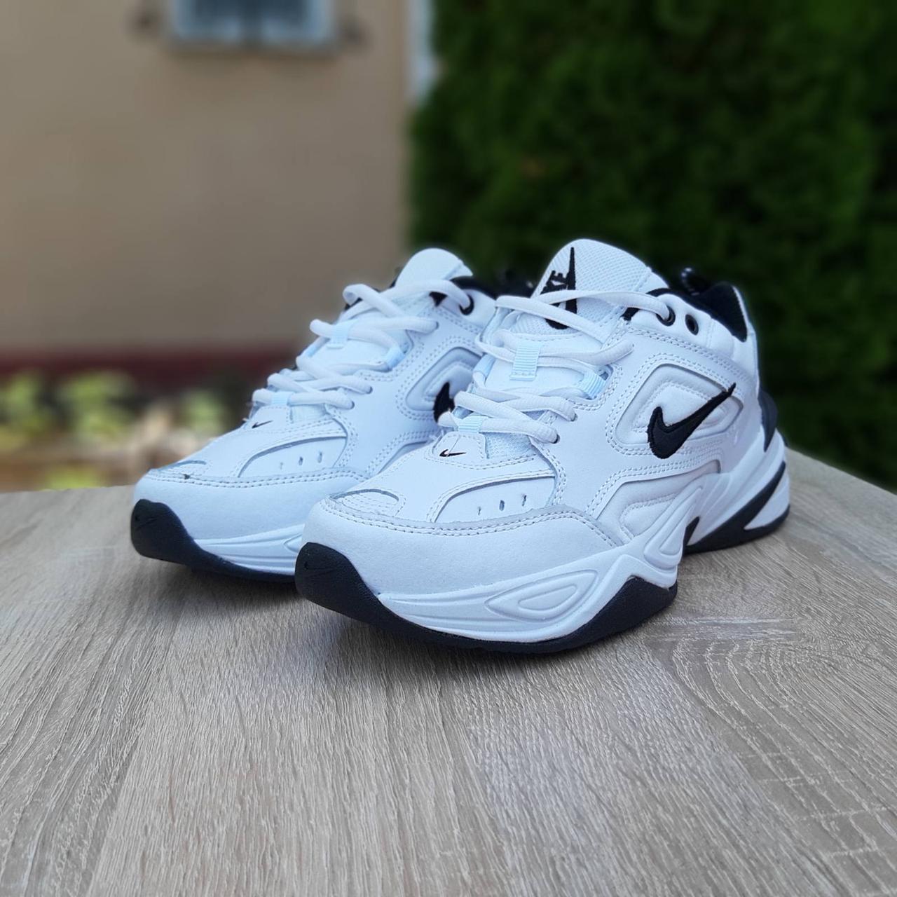 

Мужские кроссовки в стиле Nike M2K Tekno, кожа, белые с черным 45(28,5 см), размеры:41,44,45