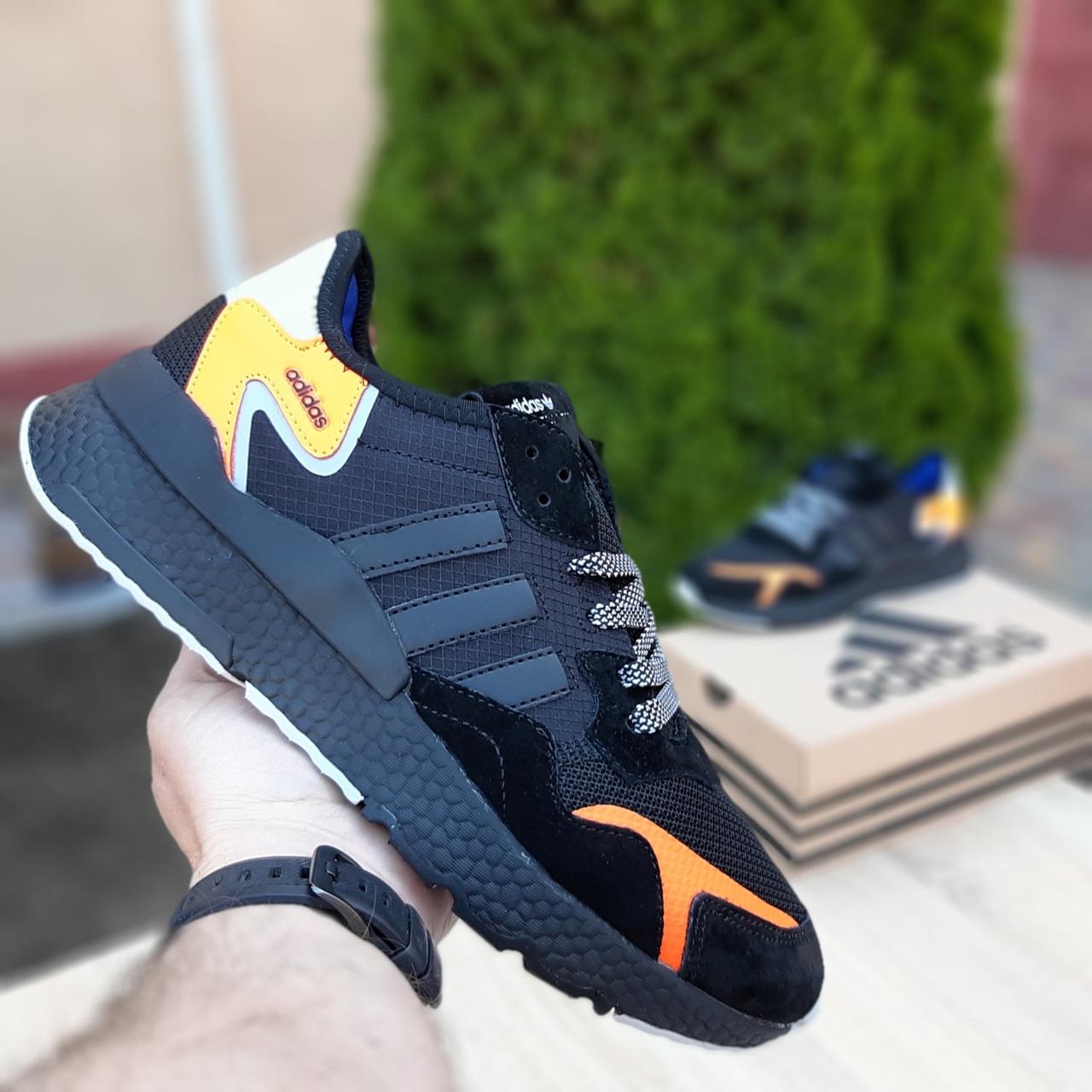 

Мужские кроссовки в стиле Adidas Nite Jogger, сетка, замша, черные с оранжевым 42(26,5 см)