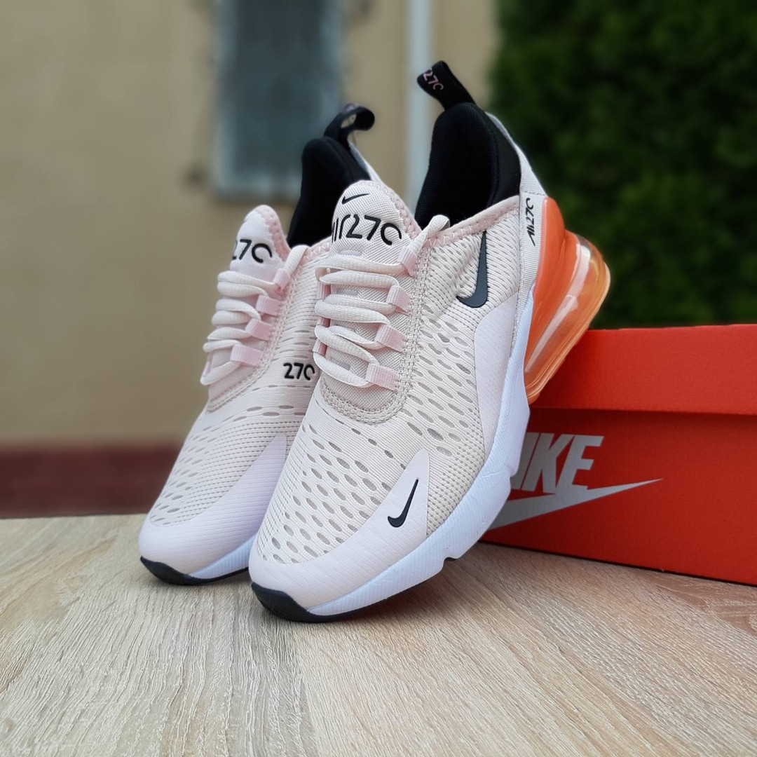 

Женские кроссовки в стиле Nike Air Max 270, текстиль, сетка, пудровые с оранжевым 36(23 см), размеры:36,37,38