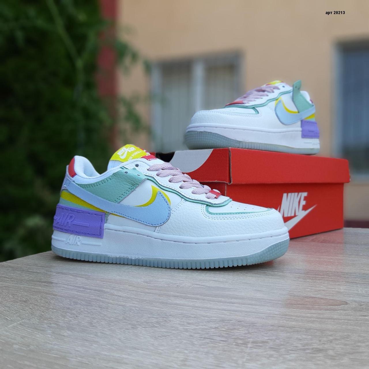 

Женские кроссовки в стиле Nike Air Force 1 Shadow, кожа, разноцветные 38 (24 см), размеры:36,37,38,41