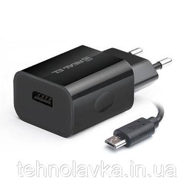 

Сетевое зарядное устройство REAL-EL CH-215 (2USB, 2.1A) Black + кабель microUSB UAH, Черный