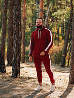 Спортивний костюм з капюшоном чоловічий бордовий з лампасами