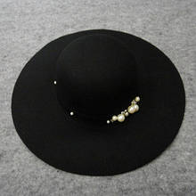 Женская шляпа с широкими полями с жемчужинами модний весняно-осінній капелюх