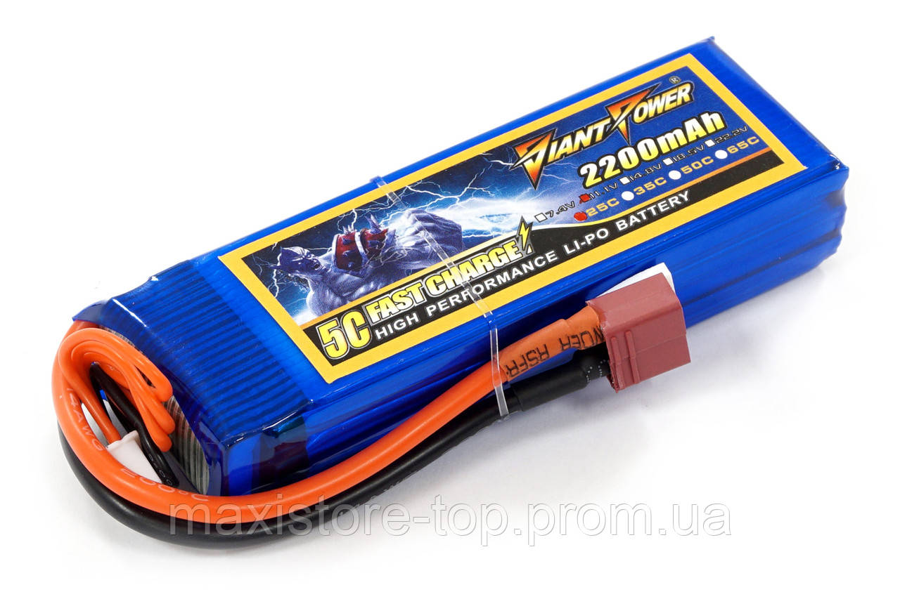 

Аккумулятор для страйкбола Giant Power Li-Pol 11.1V 3S 2200mAh 25C 24х34х102мм T-Plug [54571-13]