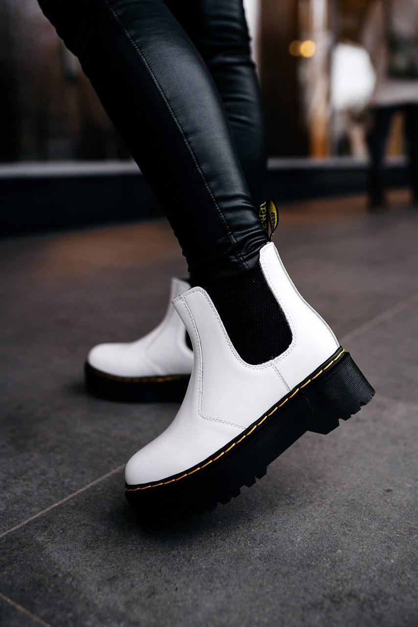 

Женские зимние ботинки Dr. Martens Chelsea Black White / Мартенс Челси Черные Белые 37, Белый