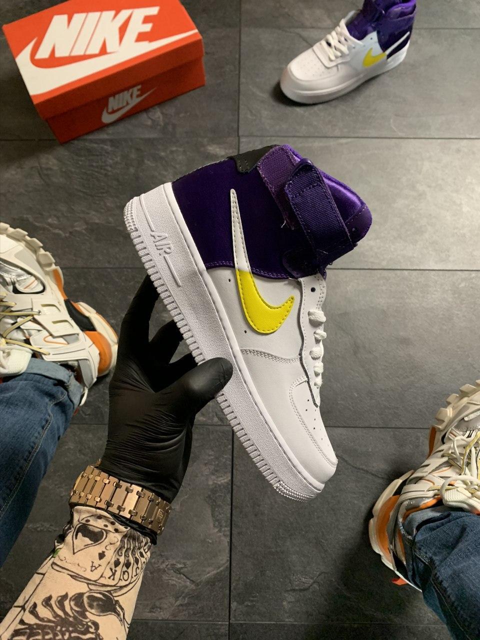 

Мужские кроссовки Nike Air Force 1 High Violet White 41, Бело-фиолетовый