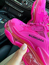 Кроссовки женские Balenciaga Tripl S Cleare Sole Fluorescent Pink розовые ((на стилі)), фото 2