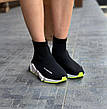 Кросівки жіночі Balenciaga Speed Trainer White Lime чорні на білій підошві ((на стилі)), фото 3