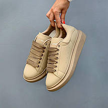 Кроссовки женские Alexander McQueen Oversized Sneakers Beige бежевые((на стилі)), фото 3