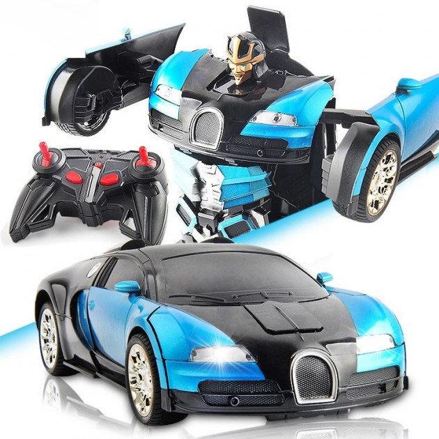 

Машинка Трансформер Bugatti Robot Car с пультом Size 118 Синяя! Скидка