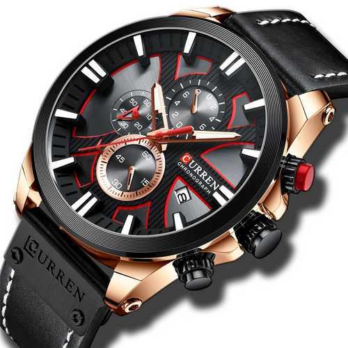 

Стильные мужские наручные часы оригинальные Curren 8346 Black-Cuprum
