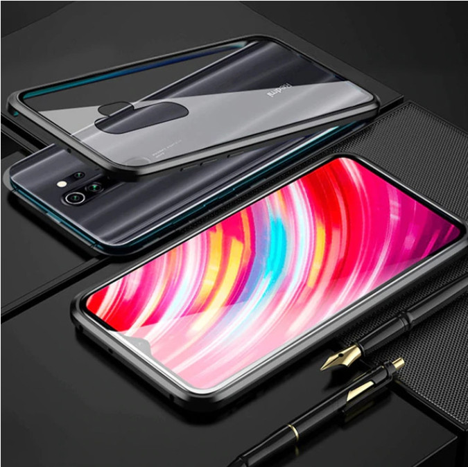 

Магнитный чехол со стеклянной передней и задней панелью для OnePlus 8 Pro, Черный