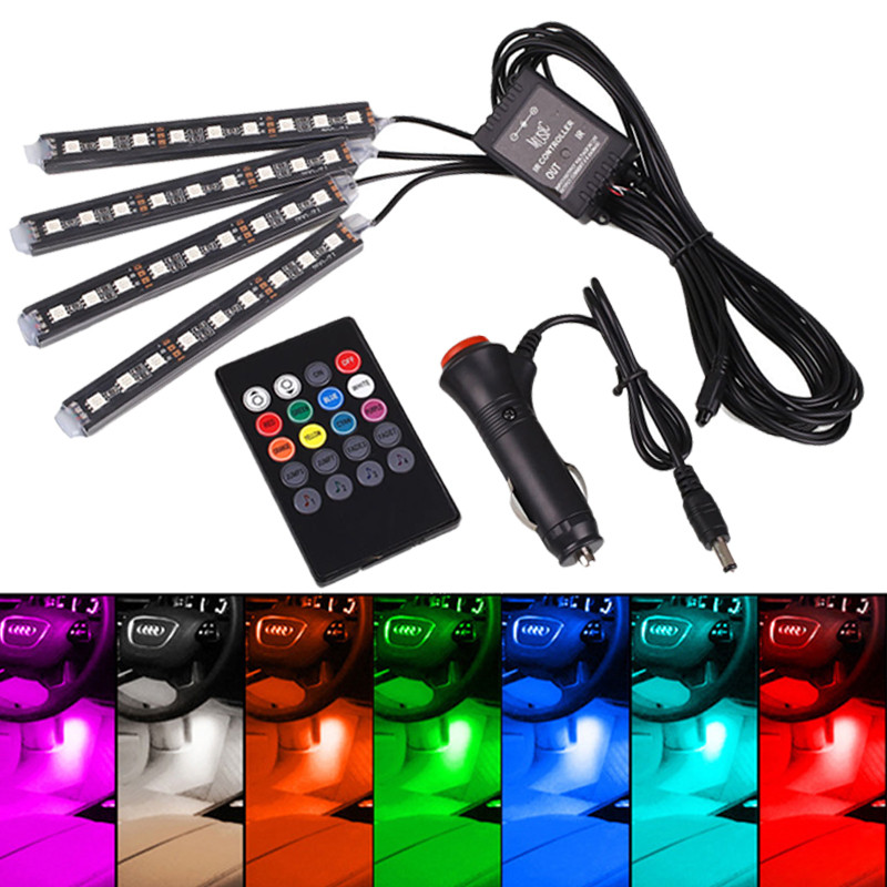 

Универсальная RGB LED подсветка в авто Car LED RGB, с пультом, влагостойкая, в прикуриватель