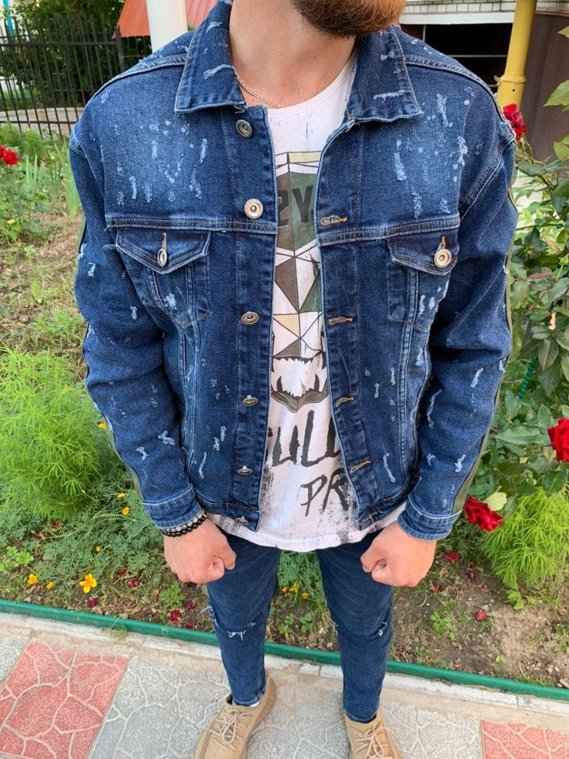

Мужской джинсовый пиджак, Синий.Size S / M / XL