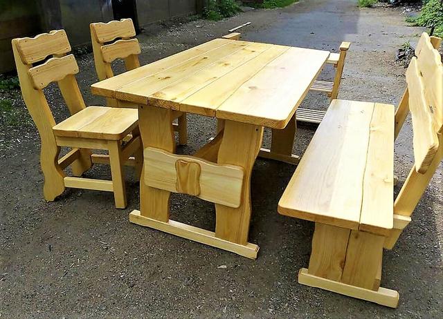 Комплект деревянный Редон стол+лавка и два стула