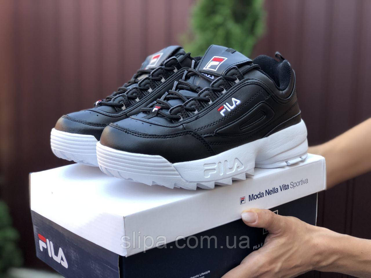 

Женские кожаные кроссовки Fila Disruptor 2 чёрные, Черный