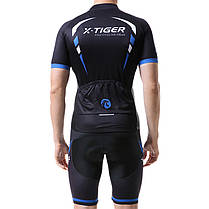 Чоловічий велокостюм X-Тідег XM-DY-02202 Shorts Blue S футболка короткий рукав + шорти велосипедний, фото 2