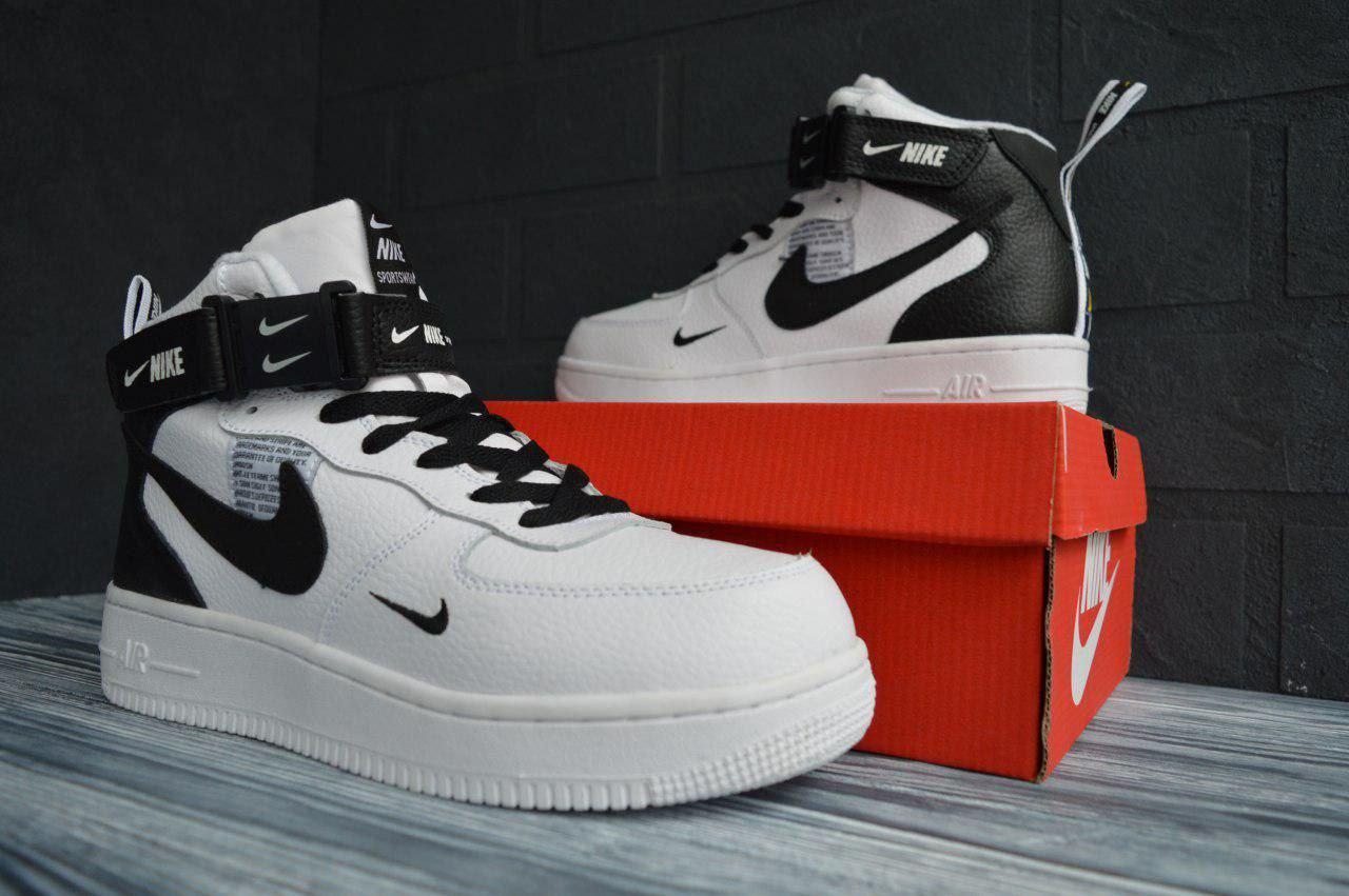 

Женские кроссовки NIKE Air Force 1 Mid LV 8 White Black / Найк Аир Форс 1 Мид ЛВ 8 Белые Черные, Черно-белый