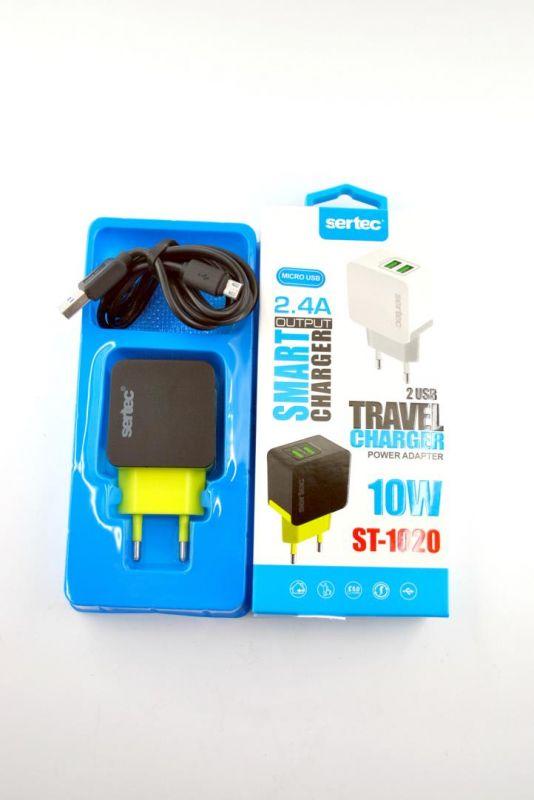 

СЗУ-USB Sertec ST-1020 10W/2400 mAh 2 Usb + кабель Micro Usb Black/yellow "Акционная цена