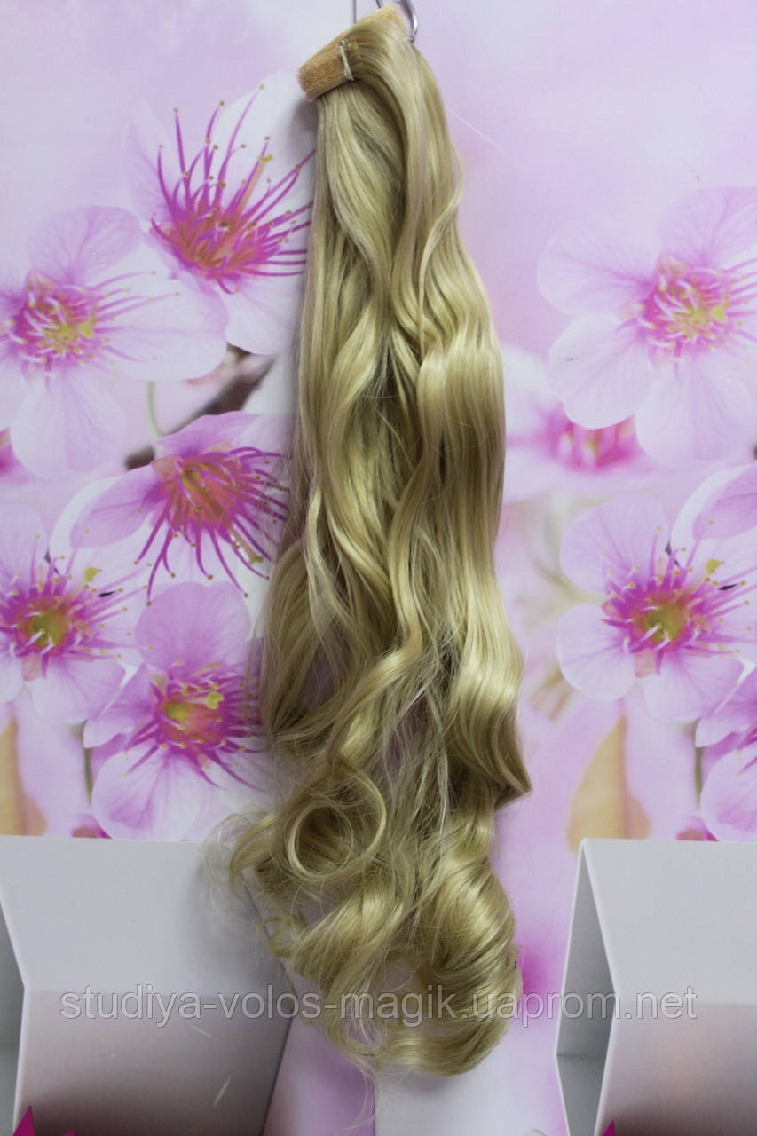 Шиньон термоволокно искусственные волосы на липучке волна блонд