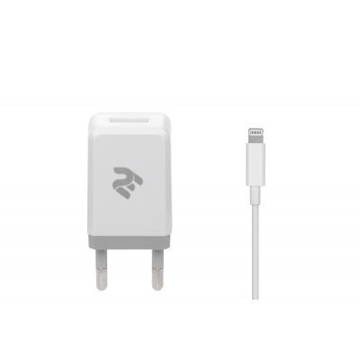 

Зарядное устройство 2E USB Wall Charger USB:DC5V/2.1A +кабель Lightning 2.4A, white (2E-WC1USB2.1A-CL, Белый