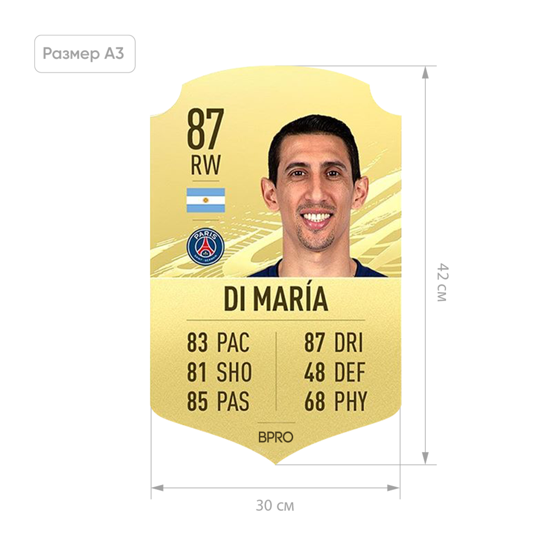 

Футбольная карточка Анхель Ді Марія Анхель Ди Мария Ángel Di María FIFA ULTIMATE TEAM (FUT) A3 (30x42см)