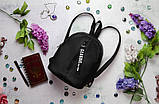 Модний жіночий чорний маленький міський, повсякденний рюкзак матова еко-шкіра, фото 9