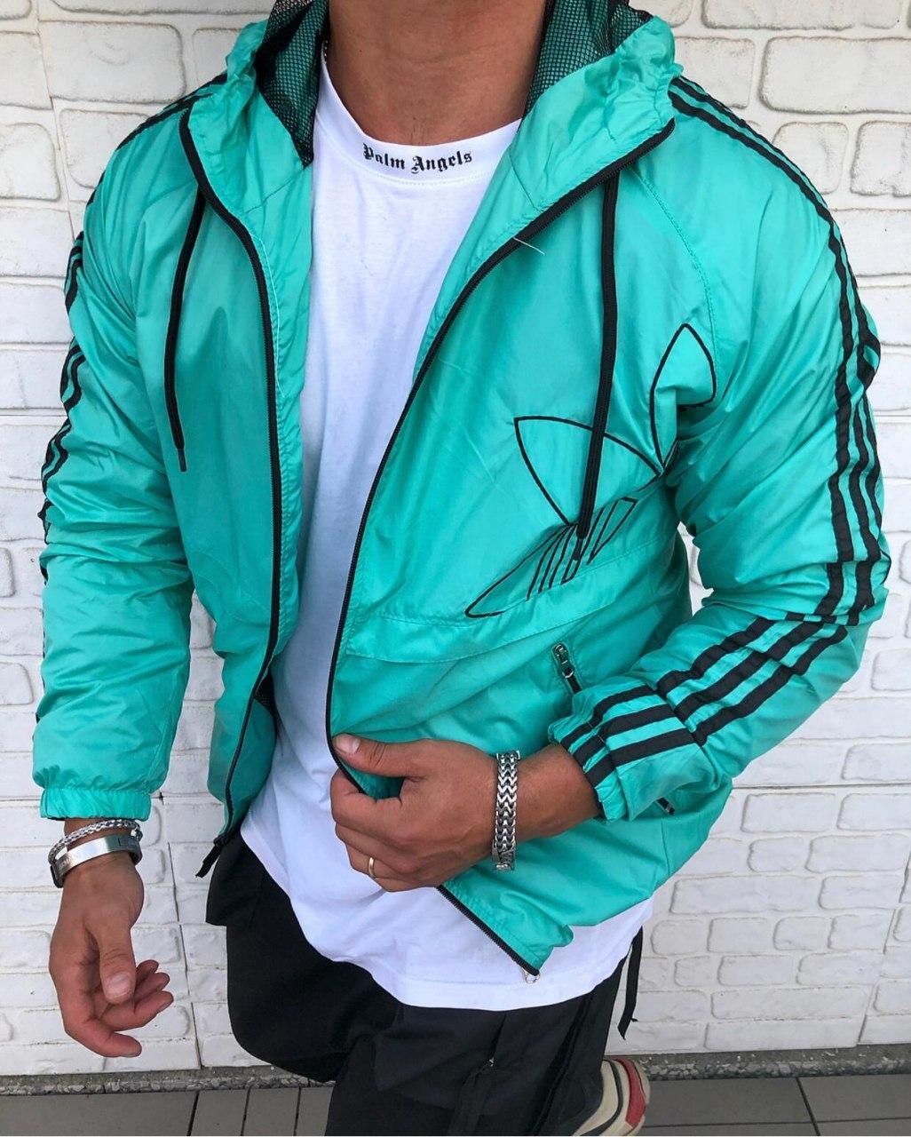 

Мужская ветровка Adidas Three Strips Green / Адидас Три Страйпс Зеленая XXL