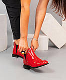 Красные лаковые ботинки на низком ходу демисезон женские, фото 3