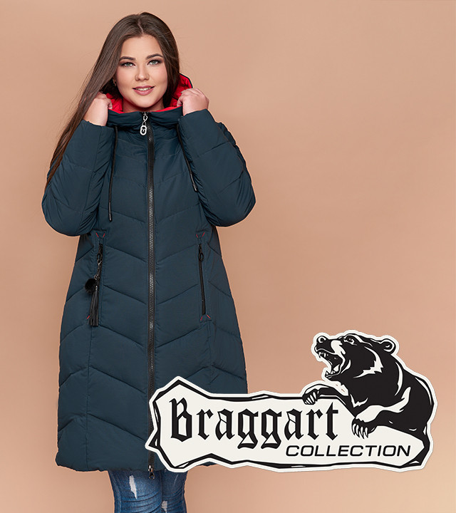 

Braggart Youth 25695 | Зимняя женская куртка большого размера темно-зеленая (11)