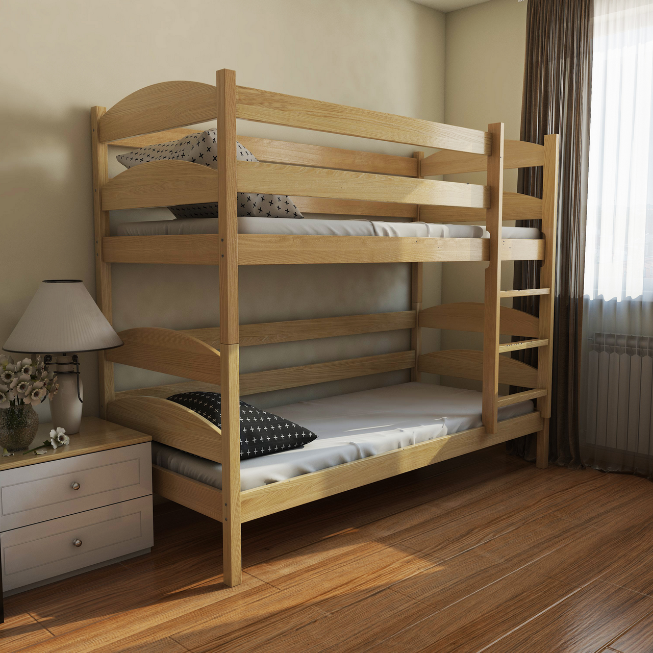 Кровать двухъярусная деревянная Лакки (массив бука)  в  .