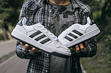 Кроссовки мужские Adidas New Forum “White\Black” белые с черными полосами ((на стилі)), фото 3