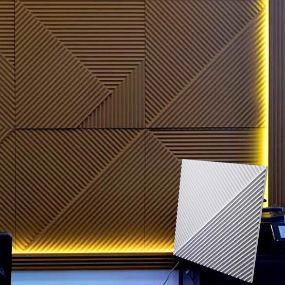 Гипсовые декоративные 3d панели для украшения стен и потолков “Поля” 50x50