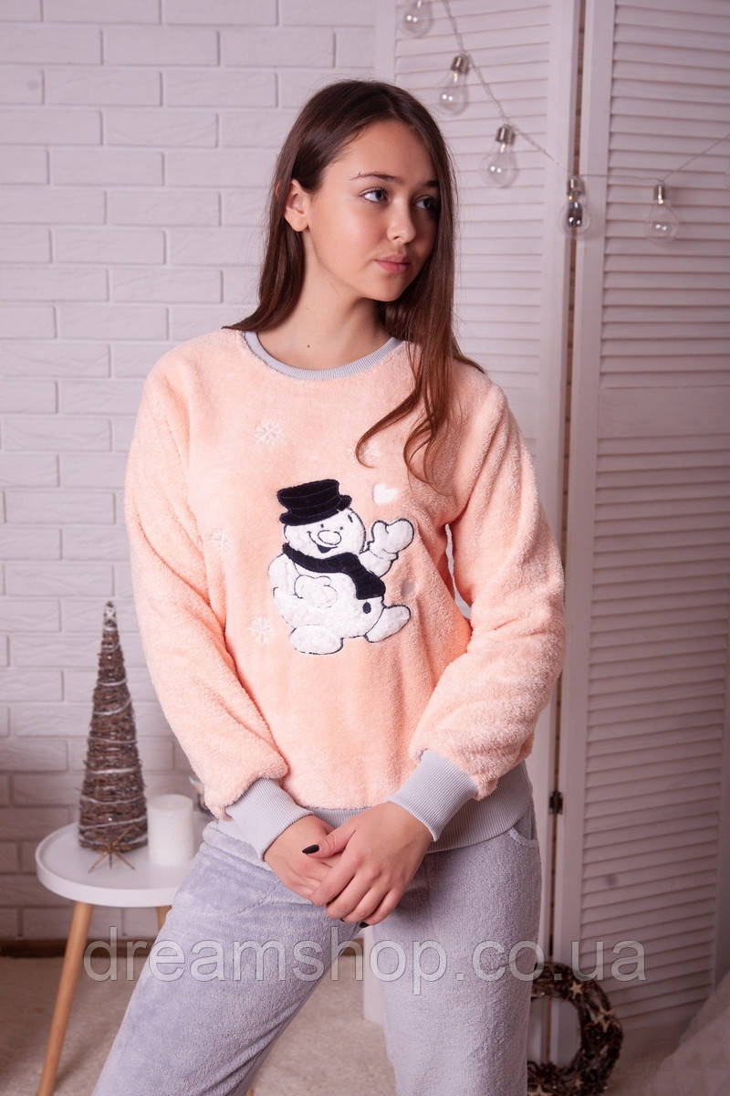 

Костюм женский Снеговик - ВелюрСофт XL, персиковый
