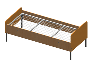 

Кровать на металлическом каркасе из ДСП для общежитий, хостелов, больничных палат и баз отдыха