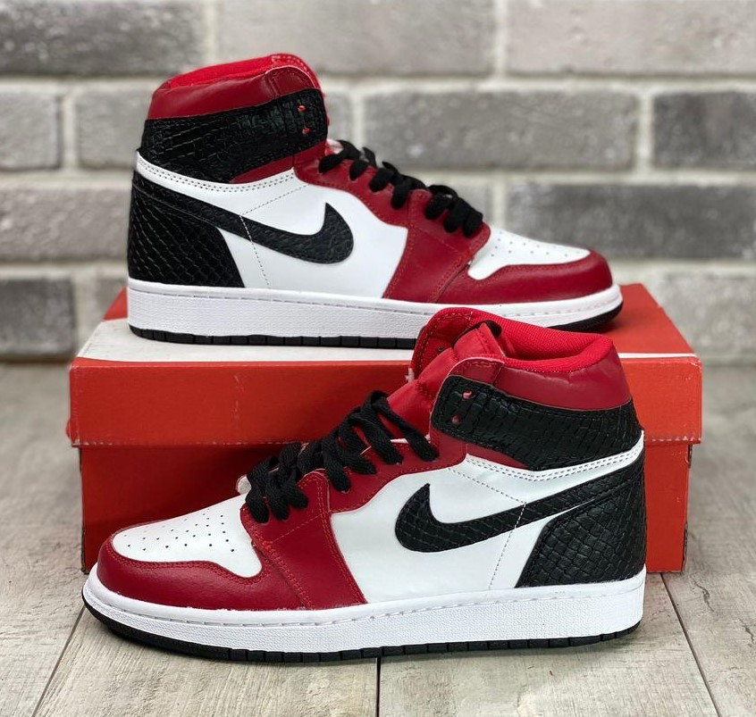 

Air Jordan 1 Black Mid Red White | кроссовки мужские; красные/белые/черные;осенние / весенние; найк 38, Красный