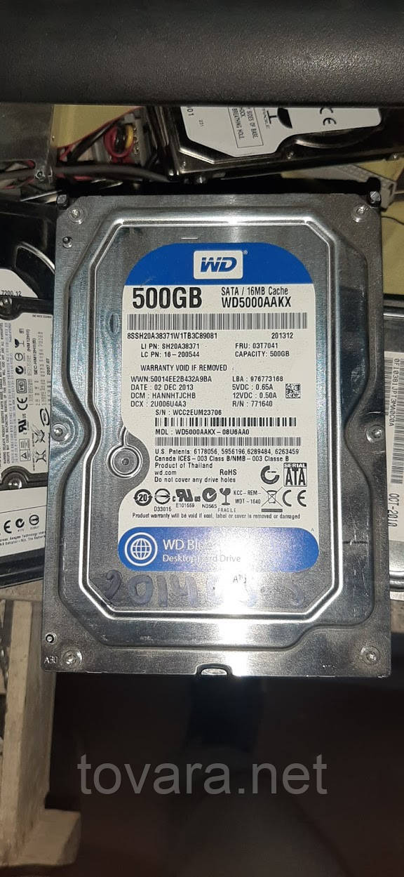 

Жесткий диск Винчестер HDD 500 Gb / Гб Western Digital Caviar Blue WD5000AAKX 3.5 SATA3 № 201409