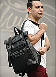 Стильний чоловічий рюкзак роллтоп чорний міський, для ділових поїздок, ноутбука, офісний, фото 6