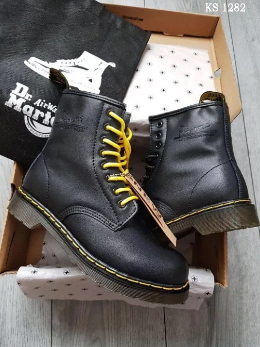 

Мужские зимние ботинки на меху в стиле Dr Martens, натуральная кожа, прошитые, черные 43 (27,5 см)